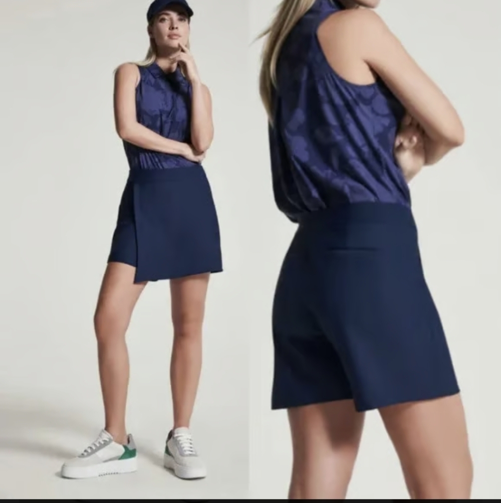 Spanx Sunshine Navy Blue Wrap Skort 6" Inseam Size S Quick Dry - Picture 7 of 7